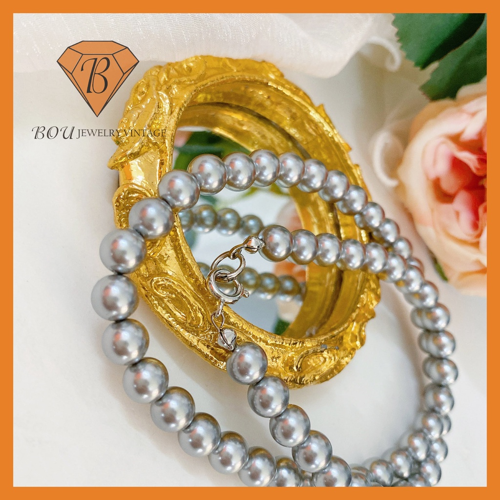 VÒNG CỔ TRAI ĐÁ SECONDHAND TRANG SỨC SI NHẬT BẢN BOU JEWELRY VINTAGE MÃ VC380-M1
