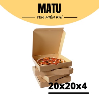 50 Hộp pizza 22x22x4cm giấy kraft nâu