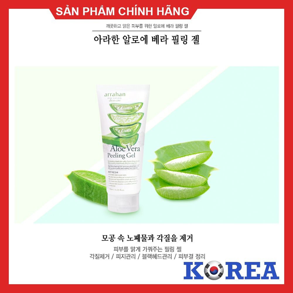 [Chính Hãng Hàn Quốc] Gel tẩy da chết, tẩy tế bào chết hương lô hội - Arrahan Aloe Vera Peeling Gel - 180ml