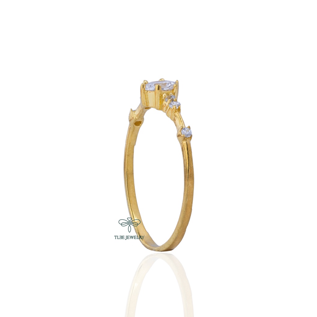 Nhẫn bạc nữ TLEE Snow Nor mạ vàng 14k nạm đá lấp lánh TleeJewelry A0129