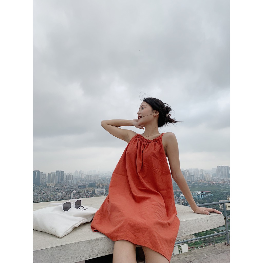 Váy thô đũi cổ yếm buộc nơ lưng VB99 1994closet | BigBuy360 - bigbuy360.vn