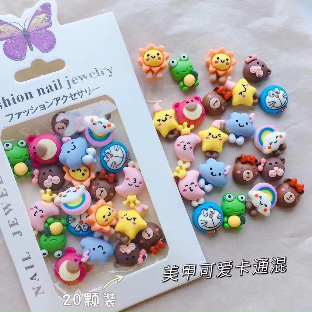 Charm Hoạt Hình Cao Cấp , Set Charm Nơ Hoạt Hinh Trang Trí Gắn Móng