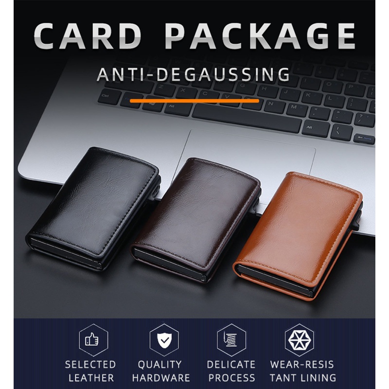Ví Nhôm Đựng Thẻ Tự Động Bật Lên Bảo Vệ RFID Cho Nam
