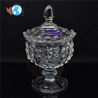 TẾT-Combo 2 thố mứt thủy tinh pha lê chân cao 1047/l1