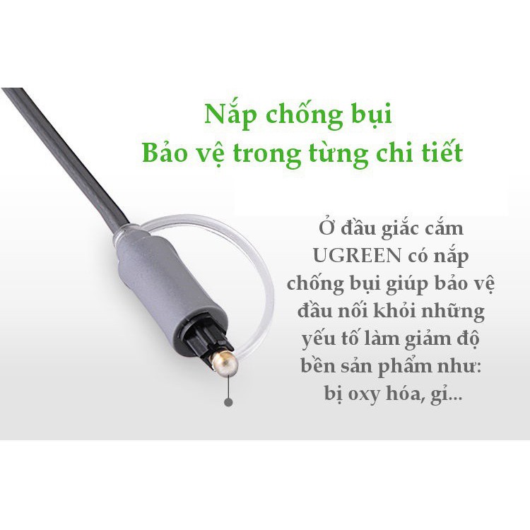 Dây audio quang optical 1.5m cao cấp UGREEN 10769- bảo hành 18 tháng chính hãng