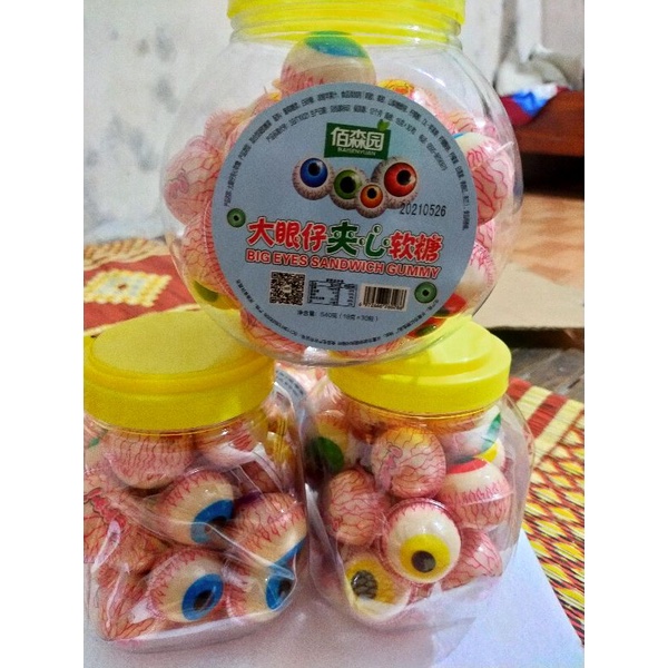 Sỉ hũ kẹo mắt loại to có nhân hoa quả chảy thơm ngon ( hũ 30v)