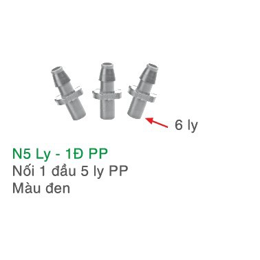 nối ống nước 1 đầu khấc 1 đầu bằng cho ống 5-6mm, NỐI 1 ĐẦU 5 LY PP MÀU ĐEN (BỊCH 100 CÁI)