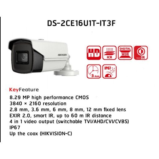 Cao cấp camera Hikvision 8MP HDMI 4K video chất lượng siêu nét hồng ngoại 60 mét
