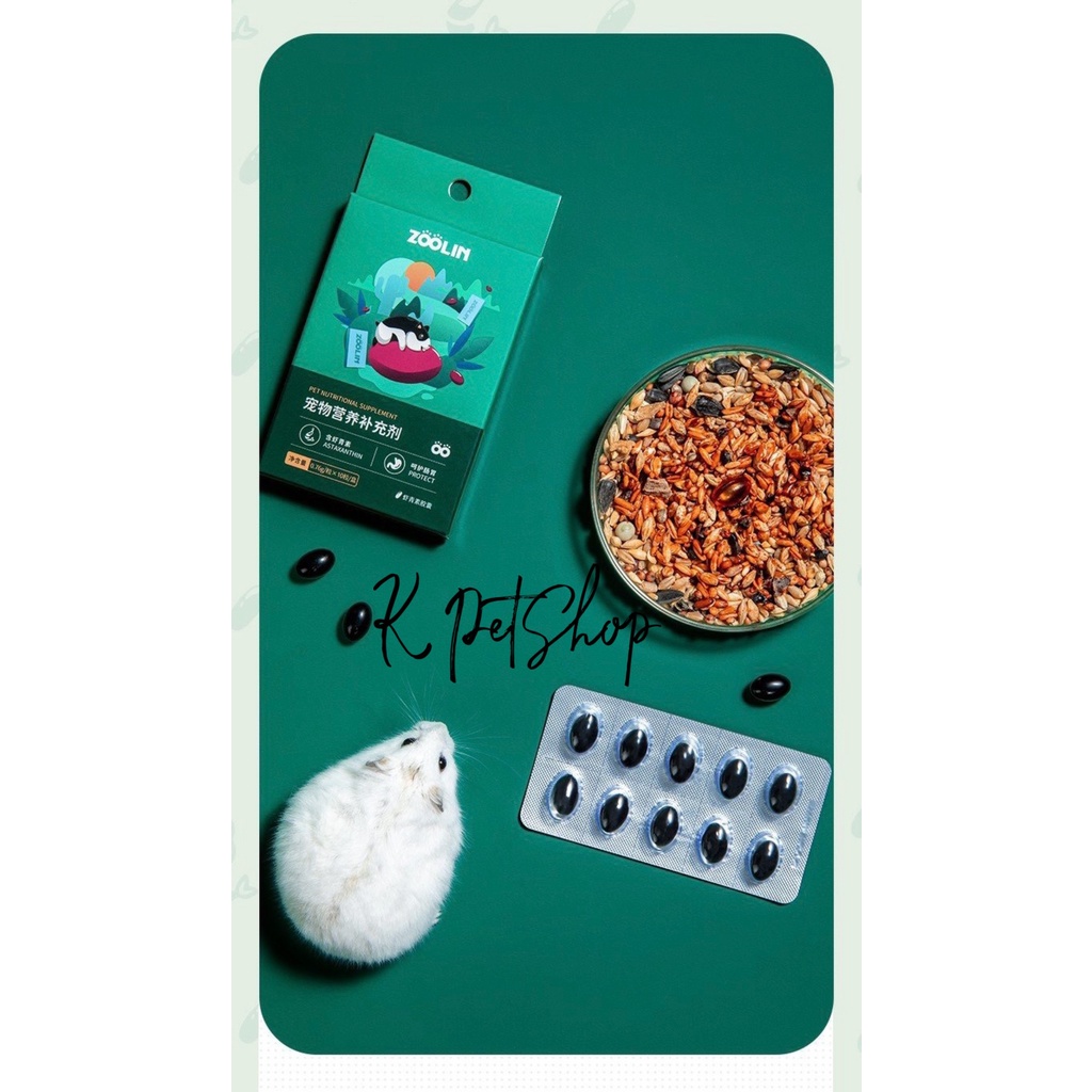 Viên Nang Zoolin  Thức Ăn Dặm Viên Nang Astaxanthin Dinh Dưỡng Bảo Vệ Sức Khỏe Cho Hamster, Nhím , Sóc ...