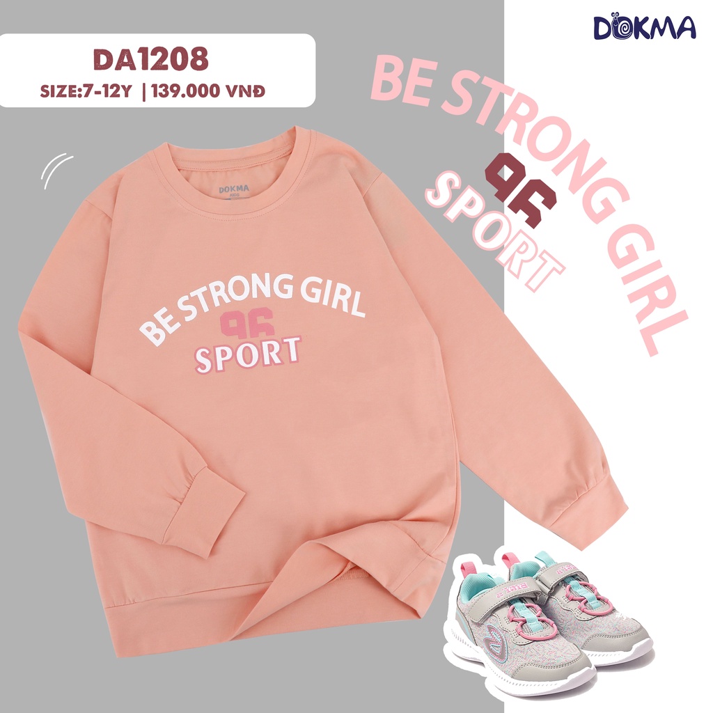7-12T Áo dài tay cổ tròn bé gái Dokma DA1208