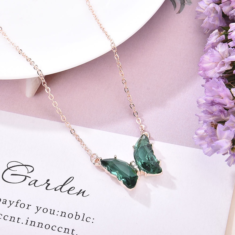 Vòng cổ Mặt Kính Hình Bướm Đính Đá Phong Cách Hàn Quốc JP5