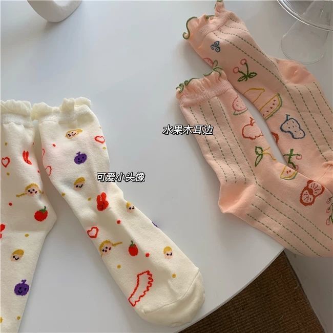 Vớ cotton họa tiết hoạt hình dễ thương cho nữ