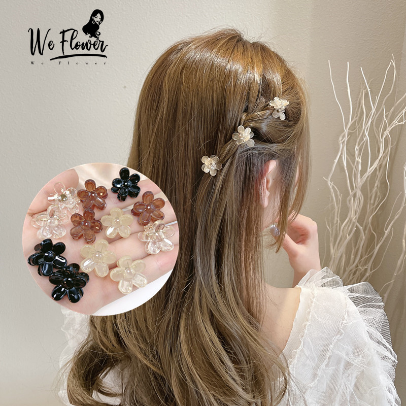 Kẹp tóc nhựa acrylic We Flower màu sắc trong suốt hình hoa nhiều màu sắc phong cách Hàn Quốc