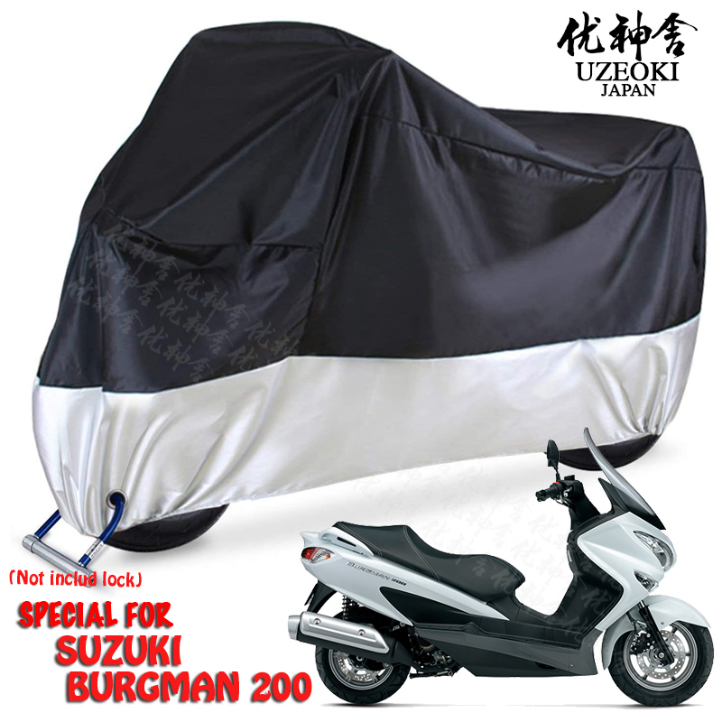 UZEOKI SUZUKI BURGMAN 200 Motorcyle Cover Motorbike Cover Nắp đậy xe máy Nắp đậy xe máy Nắp che xe máy Xe máy chống thấm nước che mưa che moto Selimut Động cơ Mưa Chống thấm Bụi Bụi UV Vỏ bảo vệ động cơ Sarung Motor Sarung Motor