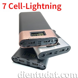 Bộ vỏ sạc dự phòng 7 cell cổng sạc lightning - hiển thị led