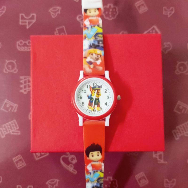Đồng hồ kim cho bé trai bé gái trẻ em hình Đội chó cứu hộ Paw Patrol chống nước mặt nhựa cứng an toàn