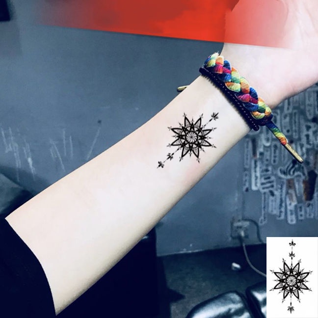 Miếng Dán Hình Xăm Tạm Thời Họa Tiết Hoa Chống Thấm Nước Cho Nữ