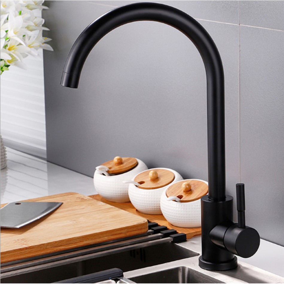 Vòi rửa bát  Inox 304 cao cấp - nóng lạnh, màu đen MS2A