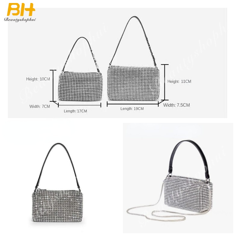 Túi Đeo Vai Vuông Nhỏ Xinh Đính Đá Lấp Lánh Thời Trang Mới 2022 Cho Nữ