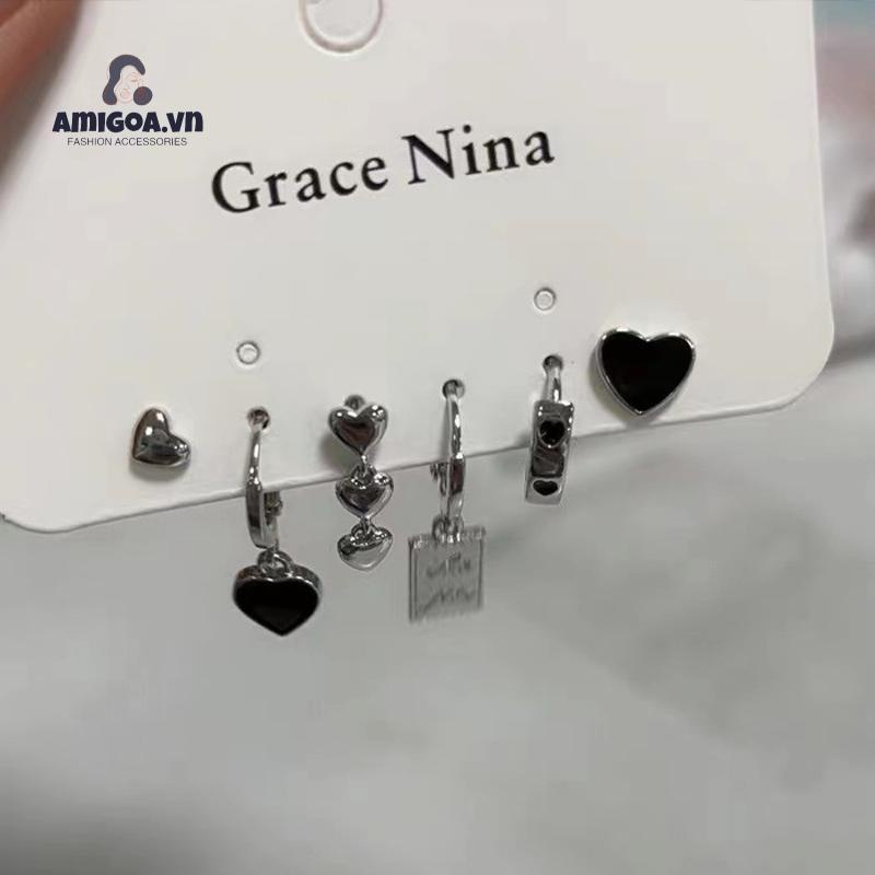 ✨✨Set 6 Khuyên Tai Hình Trái Tim Phong Cách Hàn Quốc