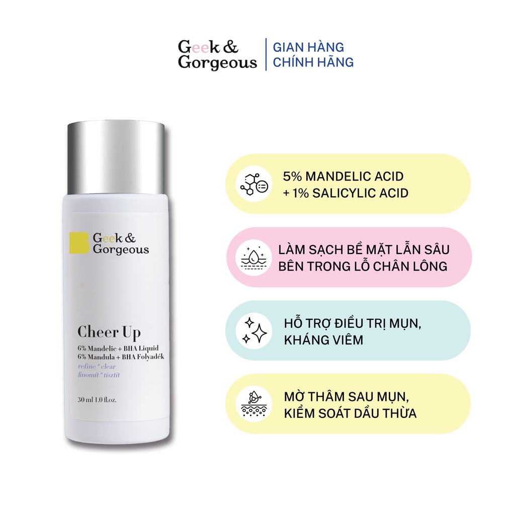 [DATE 11/2024] Dung dịch tẩy da chết Geek&Gorgeous Calm Down size 30ml