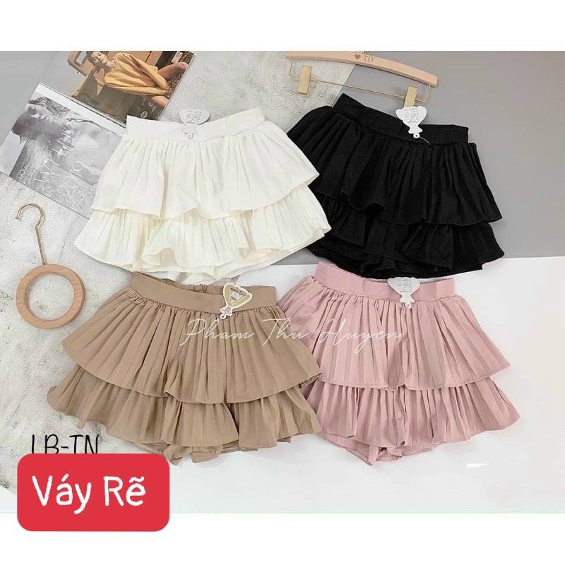 Chân Váy Tầng Xếp Ly , Váy Xòe Xếp Ly 2 Tầng Lưng Cạp Cao , Chân Váy Công Sở Cao Cấp