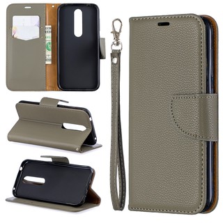 Casing Nokia 2.2/3.2/4.2 lychee pattern solid color leather phone case