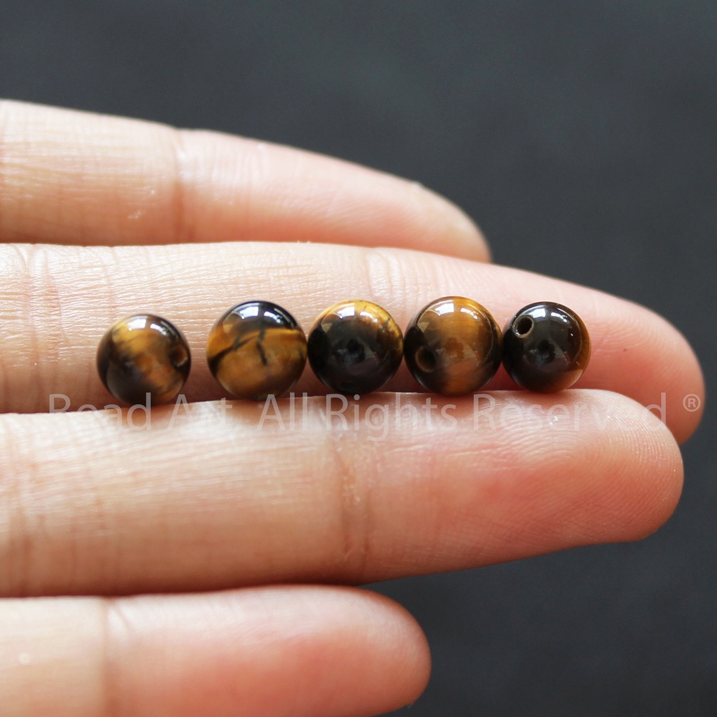 6MM Chatoyant Màu Vàng Nâu Loại B, Hợp Mệnh Thổ, Kim, Phối Vòng Tay Phong Thuỷ, Chuỗi Hạt S50 - Bead Art