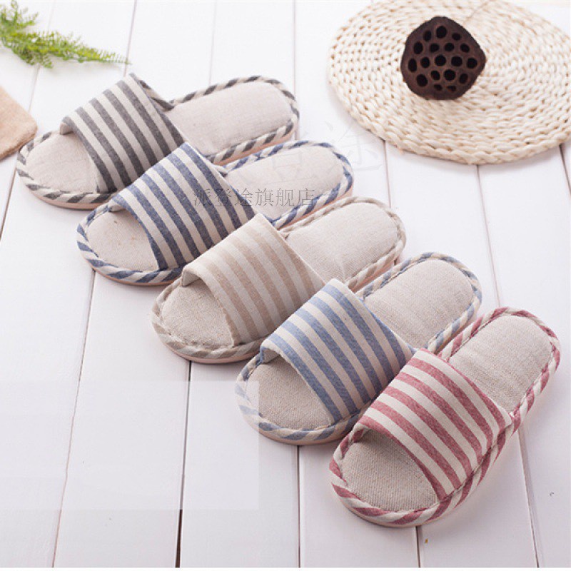 ❌GIÁ HỦY DIỆT⛔Dép Vải Đi Trong Nhà Kẻ Sọc Thời Trang Hàn Quốc Vrg1809_DU1 Chợ Tốt Store