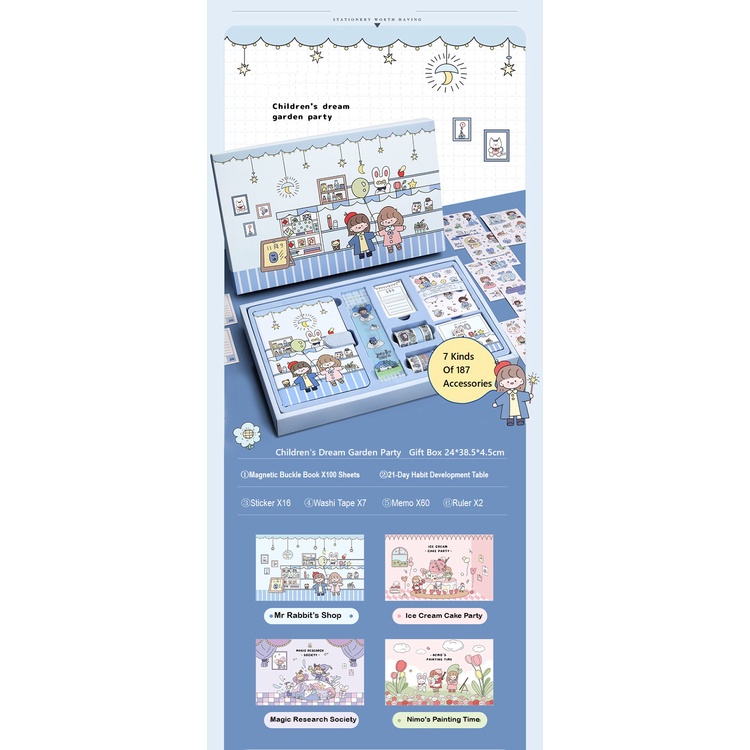 2022 Sổ tay dễ thương một bộ + Hình dán + Ghi chú dính，trang trí hộp quà - Sticker and Washi Tape