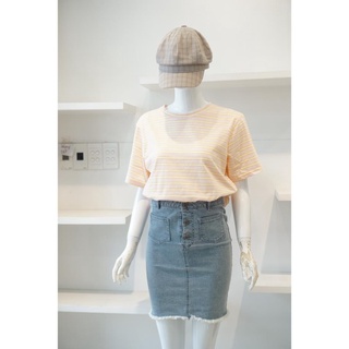 [Ảnh thật] Áo Thun Sọc Cotton 41 Hồng Vàng