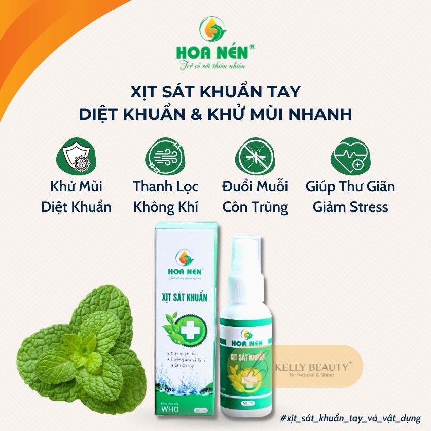 Xịt Sát Khuẩn HOA NÉN 50ml – Diệt Vi Khuẩn, Dưỡng Ẩm và Không Khô Da Tay | Kelly Beauty | BigBuy360 - bigbuy360.vn