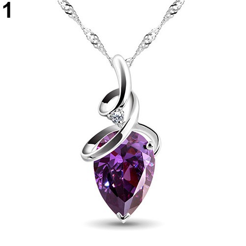Vòng Cổ Choker Charm Mặt Zircon Xoắn Hình Giọt Nước Cho Nữ
