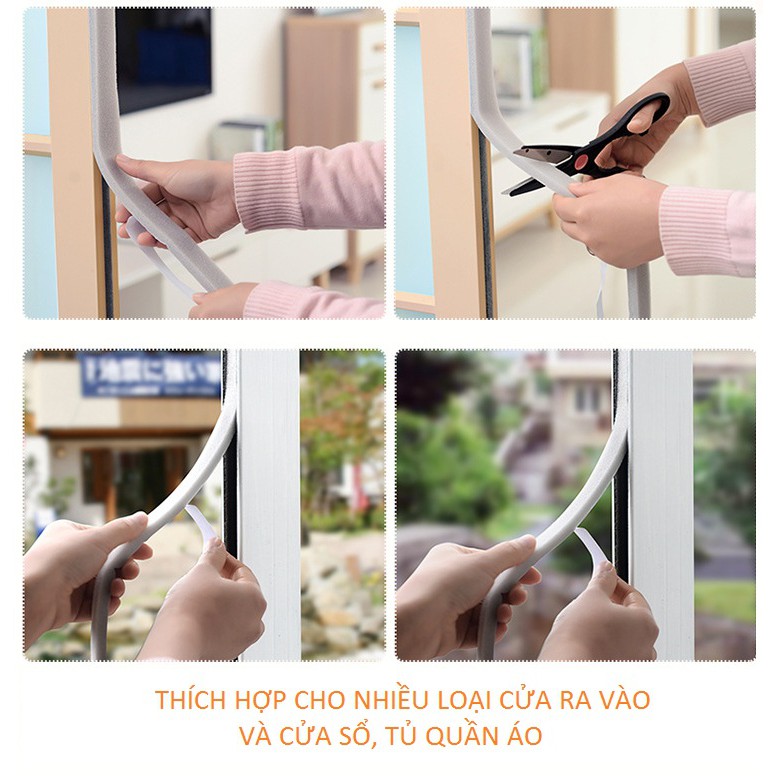 Bộ 2 Miếng Mút Dán Khe Cửa Đa Năng Cách Âm, Chắn Gió, Bụi Bẩn Cao Cấp