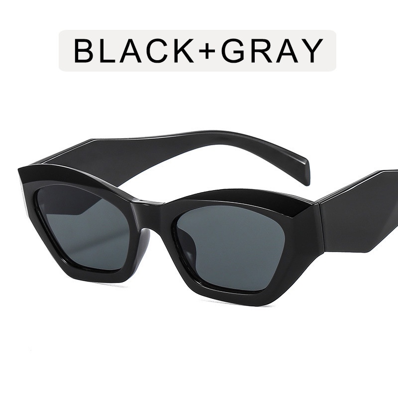 (JIUERBA) Kính Râm Mắt Mèo Tròng Đa Giác Lấp Lánh Thời Trang Hip Hop Phương Tây