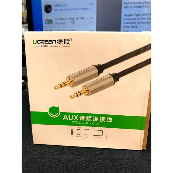 Cáp Audio AUX 3,5mm dài 5m chính hãng Ugreen 40783 bọc vải cao cấp