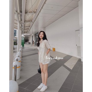 Áo sơ mi tay ngắn xẻ tà 2 bên [có sẵn]