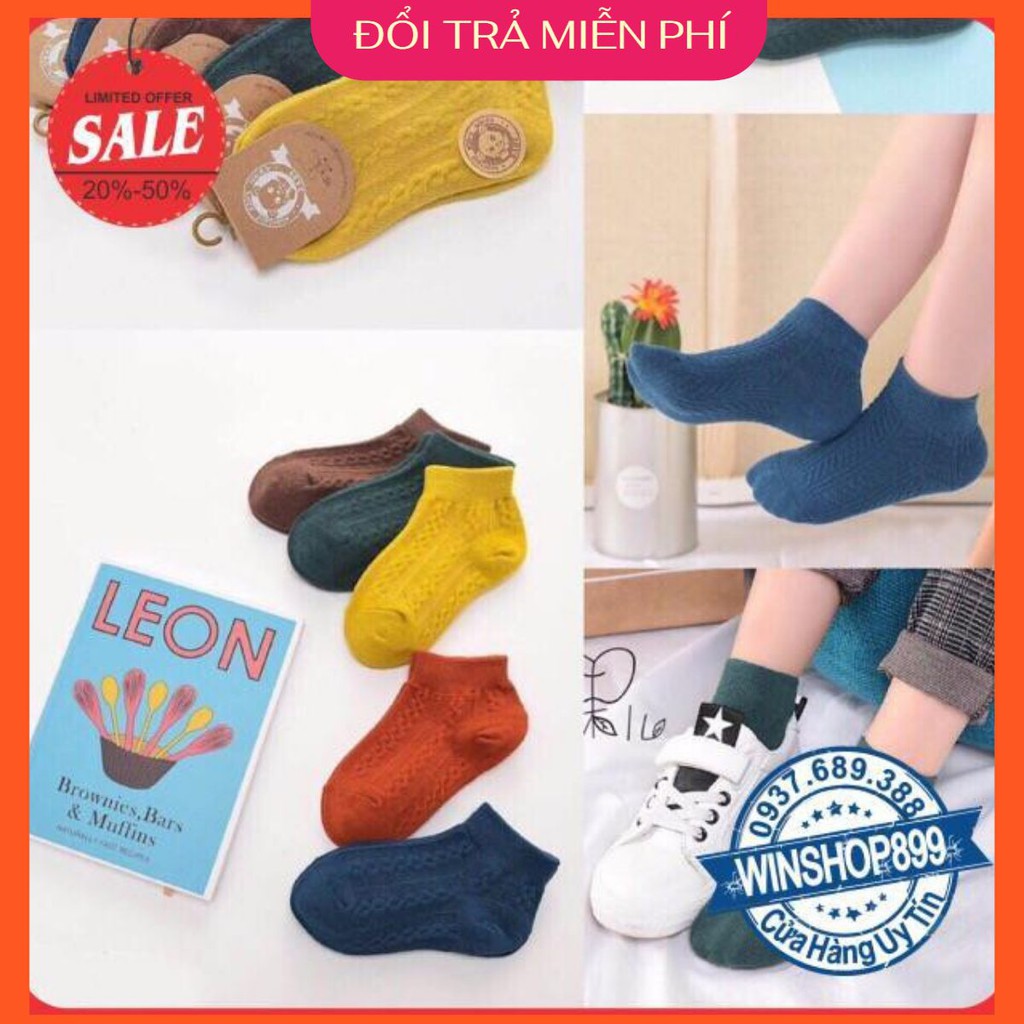 Set 10 Đôi Tất Len Gân Cho Bé Ngắn cổ chất cotton dày dặn