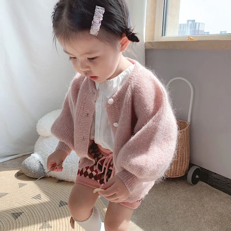 Áo Khoác Cardigan Màu Trơn Phong Cách Hàn Quốc Thời Trang Xuân Thu 2022 Cho Bé Gái