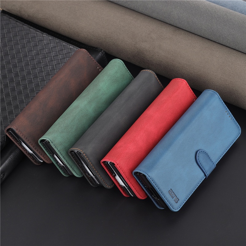 Bao Da Điện Thoại Mềm Mại Nắp Lật Từ Tính Dạng Ví Có Ngăn Đựng Thẻ Cho samsung galaxy z fold 3 4 5 5g Ốp