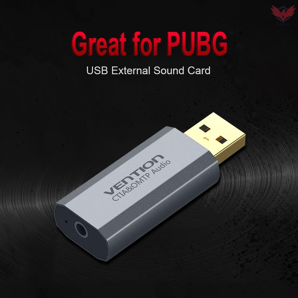 Fir VENTION USB External Sound Card with 3.5mm Interface 7.1 Channel Driver-free Replacement for PUGB PC Laptop PS4 Grey
