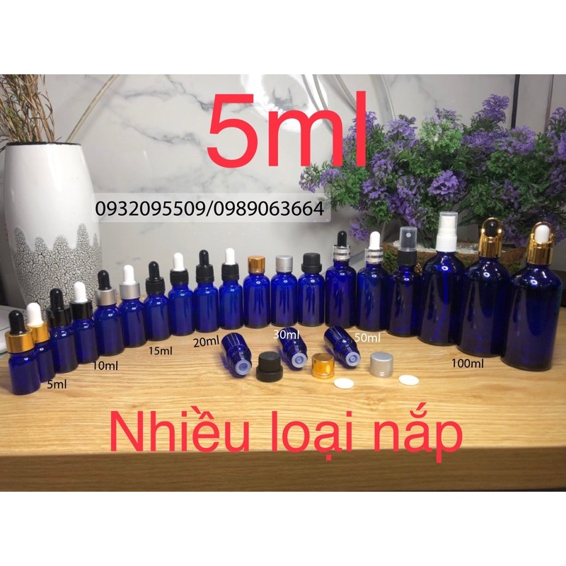 Chai 5ml xanh dương đựng serum mỹ phẩm tinh dầu