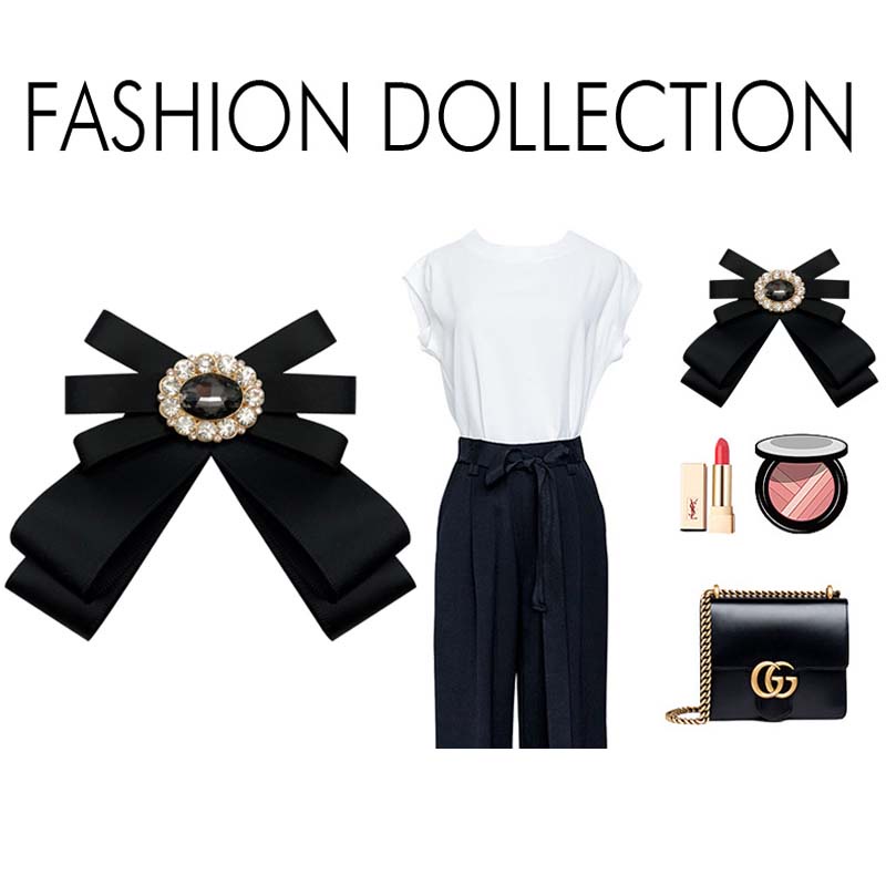 Cài Áo Hình Nơ Đính Đá Pha Lê Phong Cách Vintage