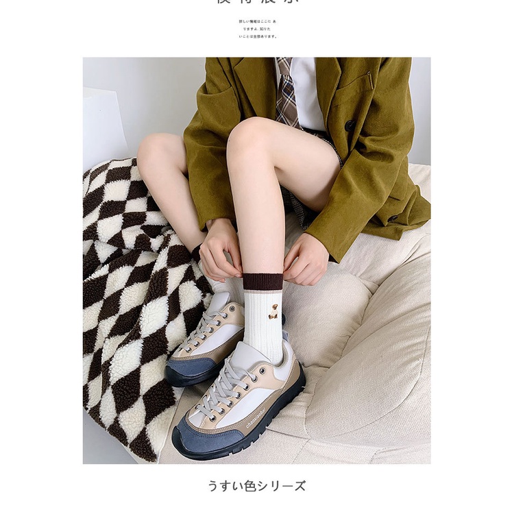 Thể Vớ nữ  Thao Bằng Cotton Mỏng Màu Cà Phê / Nâu Kẻ Sọc Ngang Dễ Phối Đồ Thời Trang Mùa Thu Cao Cấp Dành Cho Nữ Sinh