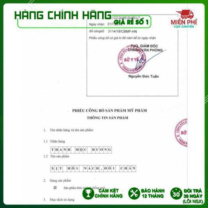 [KHỬ MÙI, KHÁNG KHẨN, CHÍNH HÃNG] Xịt Hôi Nách, Hôi Chân Thanh Mộc Hương