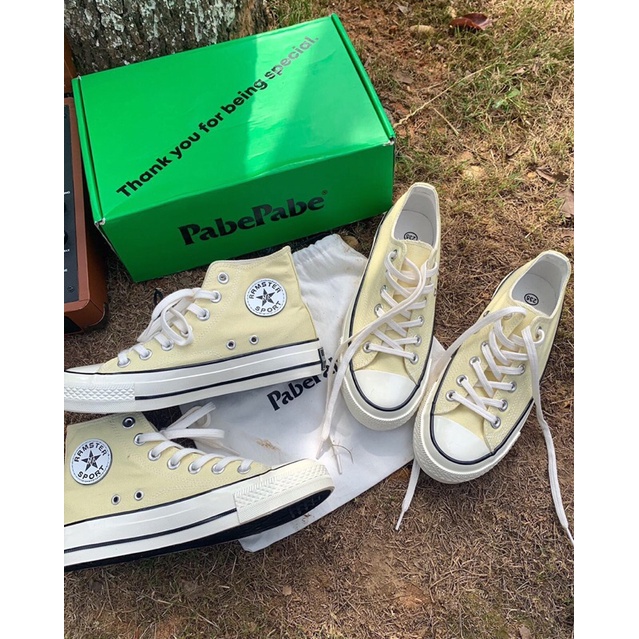 [ORDER] Giày Ulzzang Converse Cổ Cao Cổ Thấp Màu Vàng Nhạt Phong Cách Hàn Quốc