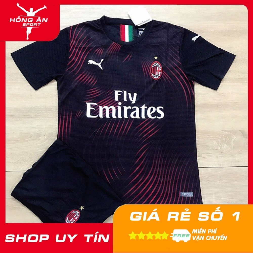 Áo Bóng Đá Thể Thao Đá Banh CLB AC MILAN Sân Nhà Chất Polyester, Hàng Thailand Chuẩn Thi Đấu - HỒNG ÂN SPORTS