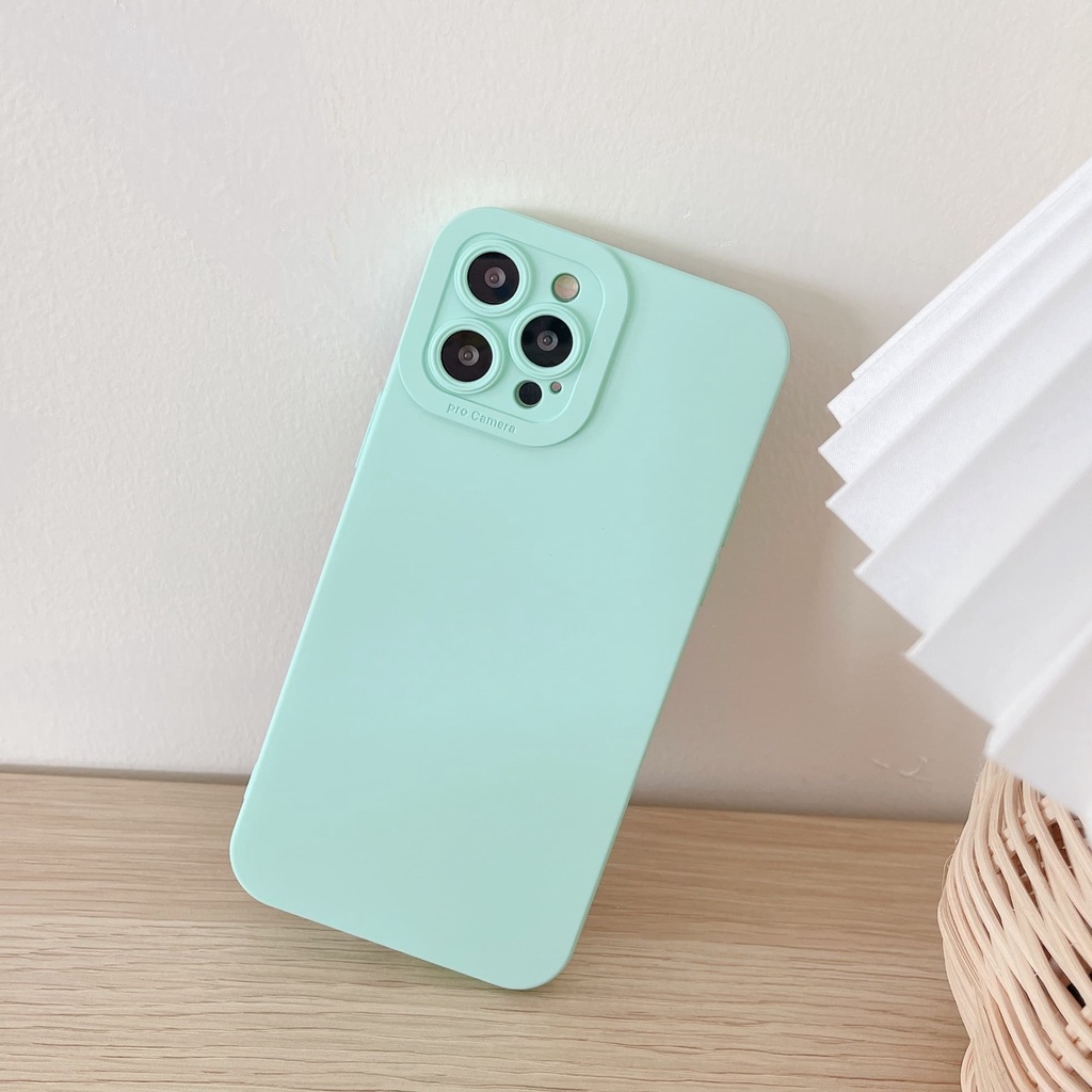 Ốp Điện Thoại Chống Sốc Màu Xanh Bạc Hà Thời Trang Cho iPhone 13 / 12 / 11 / X / 8 / 7P