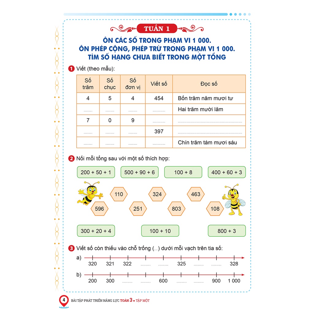 Sách Bài tập phát triển năng lực Toán 3 Tập 1