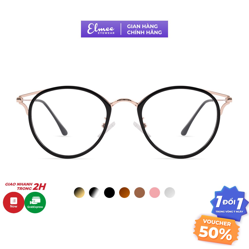 Gọng kính mắt mèo Elmee E90029 kim loại cao cấp, nhiều màu sắc dễ thương kèm mắt cận
